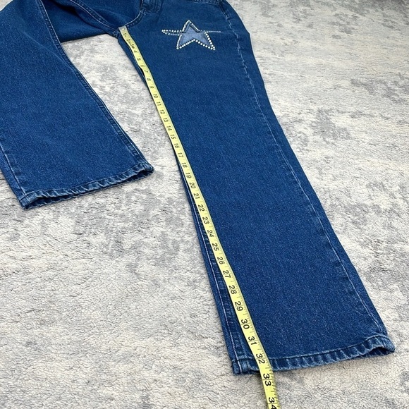 As You Rigid Denim High Rise Straight Leg Mom Jeans Crystal Star Cut Out Sz 28 - Picture 8 of 11